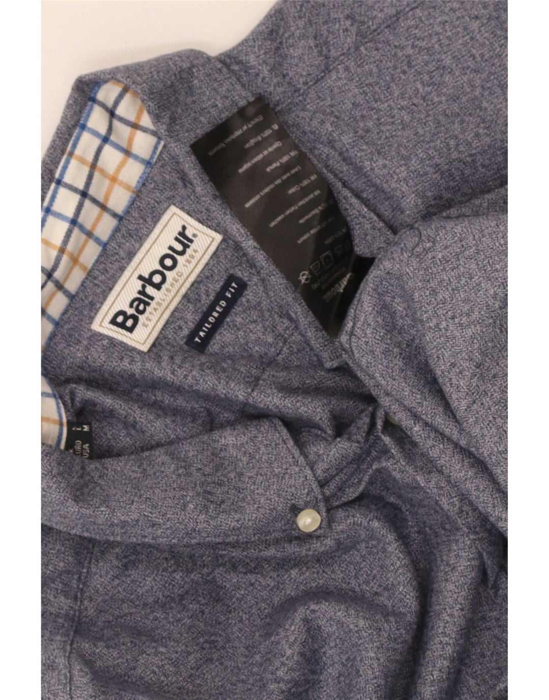 Barbour muška krojena košulja od srednje plavog flekastog pamuka