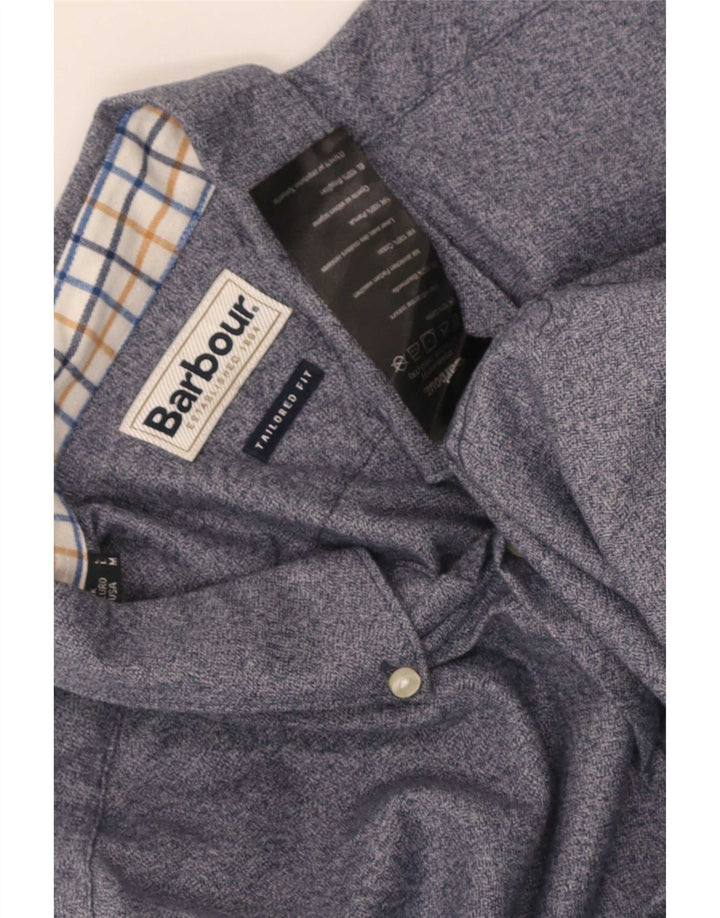 Barbour muška krojena košulja od srednje plavog flekastog pamuka