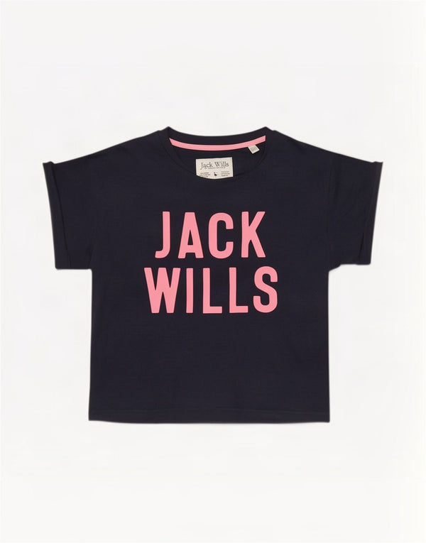 Jack Wills ženska majica kratkih rukava s grafičkim motivima UK 6 XS tamnoplavi pamuk