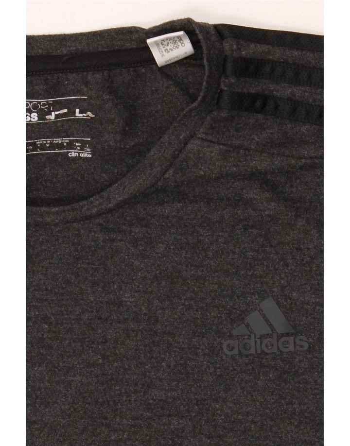 ADIDAS Mens Climalite T-Shirt Top Large Grey Polyester Vintage Adidas and Second-Hand Adidas from Messina Hembry 