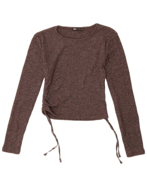 Zara ženski kratki rukav dugih rukava UK 12 srednje smeđi poliester