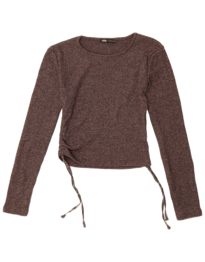 Zara ženski kratki rukav dugih rukava UK 12 srednje smeđi poliester