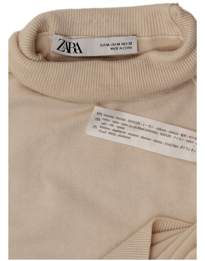 Zara ženski pulover s rol izrezom UK 12 Srednje prljavo bijela viskoza