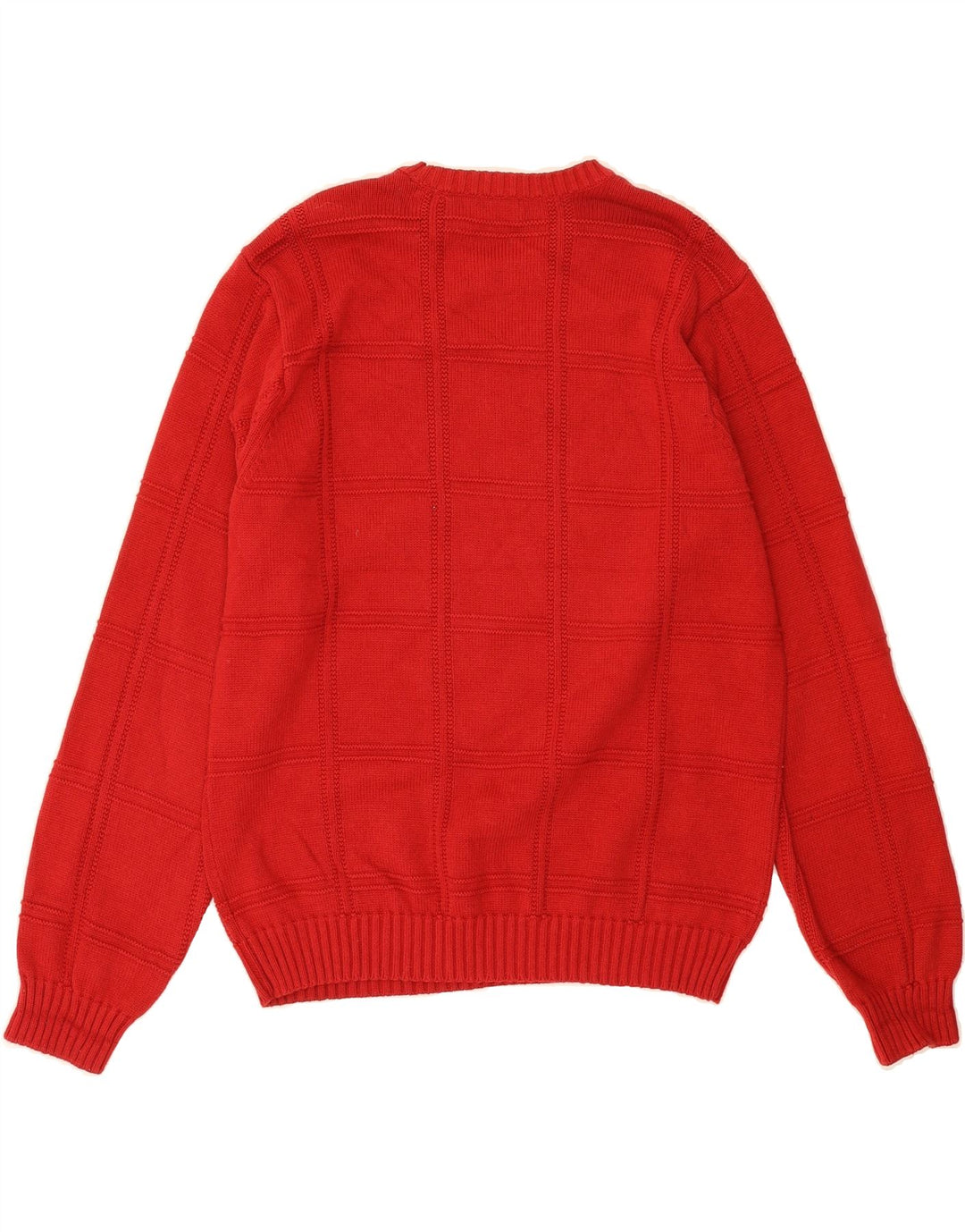 IZOD Mens Crew Neck Jumper Sweater Medium Red Check Cotton Vintage Izod and Second-Hand Izod from Messina Hembry 