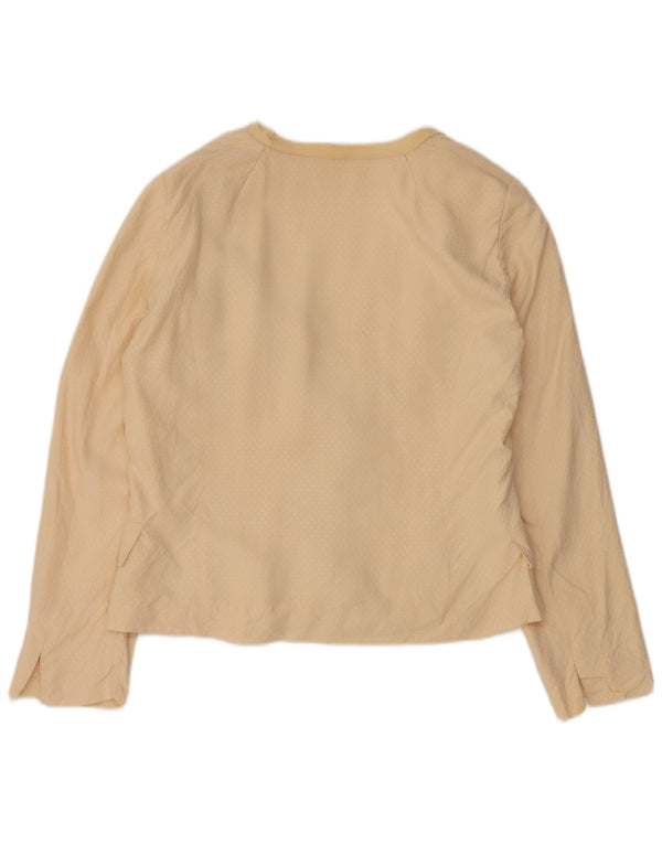 Vintage Womens 3 Button Blazer Jacket UK 14 Medium Beige Silk