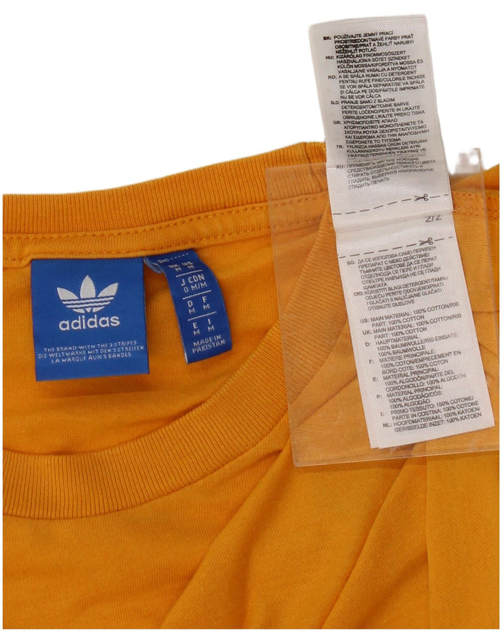 ADIDAS Mens Graphic T-Shirt Top Medium Yellow Cotton