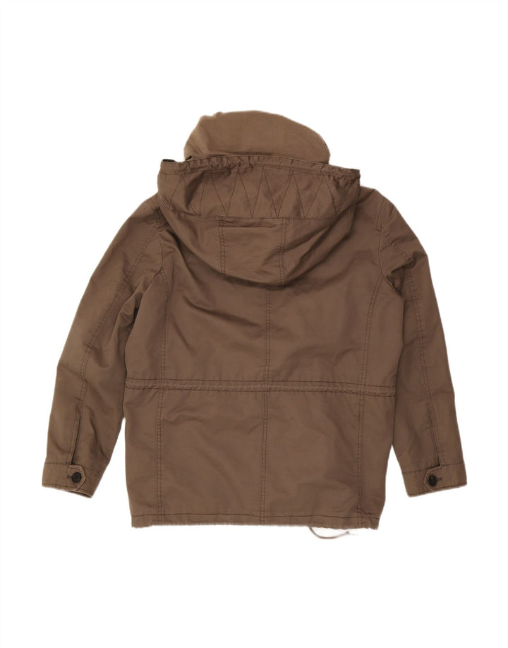 ALL SAINTS Womens Hooded Bomber Jacket UK 12 Medium Brown Cotton