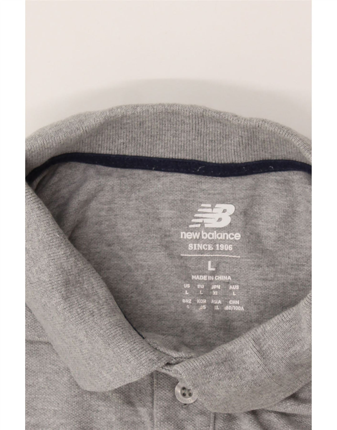 NEW BALANCE Mens Polo Shirt Large Grey Cotton Vintage New Balance and Second-Hand New Balance from Messina Hembry 