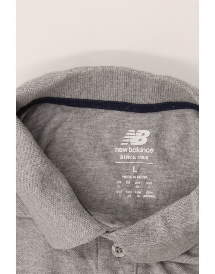 NEW BALANCE Mens Polo Shirt Large Grey Cotton Vintage New Balance and Second-Hand New Balance from Messina Hembry 