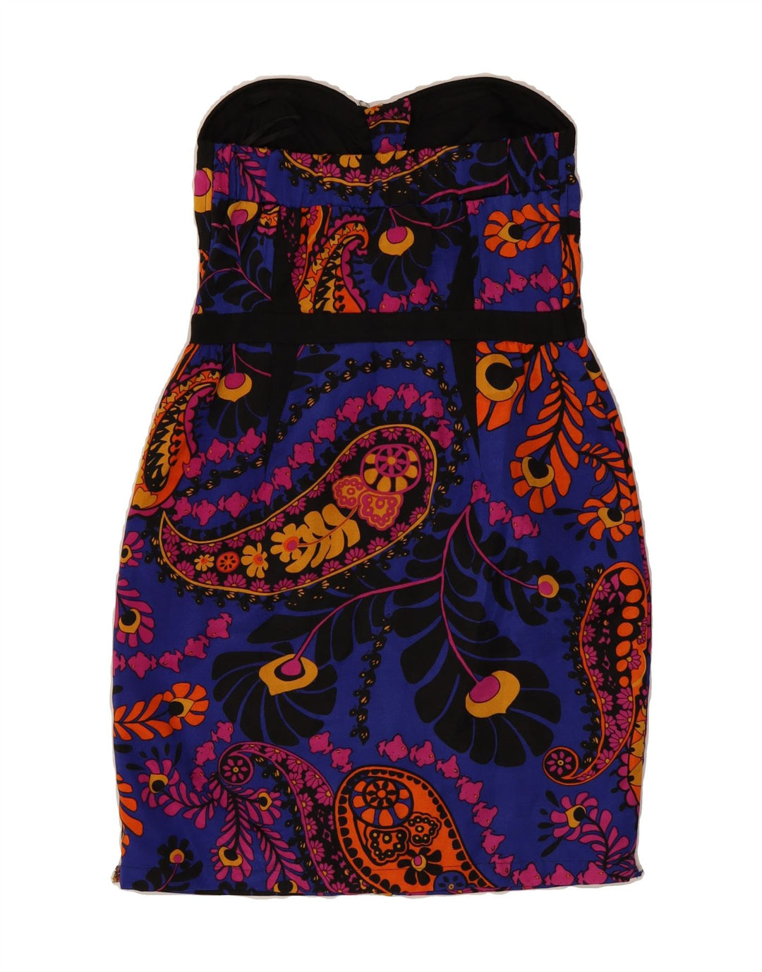 MONSOON Womens Strapless Dress UK 10 Small  Blue Paisley Polyester Vintage Monsoon and Second-Hand Monsoon from Messina Hembry 