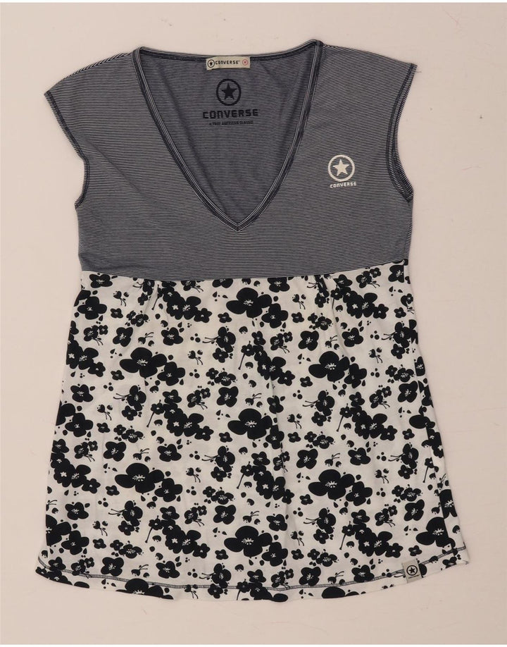 CONVERSE Ženski gornji dio bluze bez rukava UK 12 Srednje tamnoplavi cvjetni pamuk