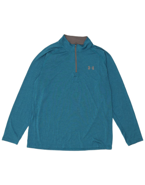 Under Armour Top trenirke za muškarce Heat Gear Zip Neck Pulover Large Blue