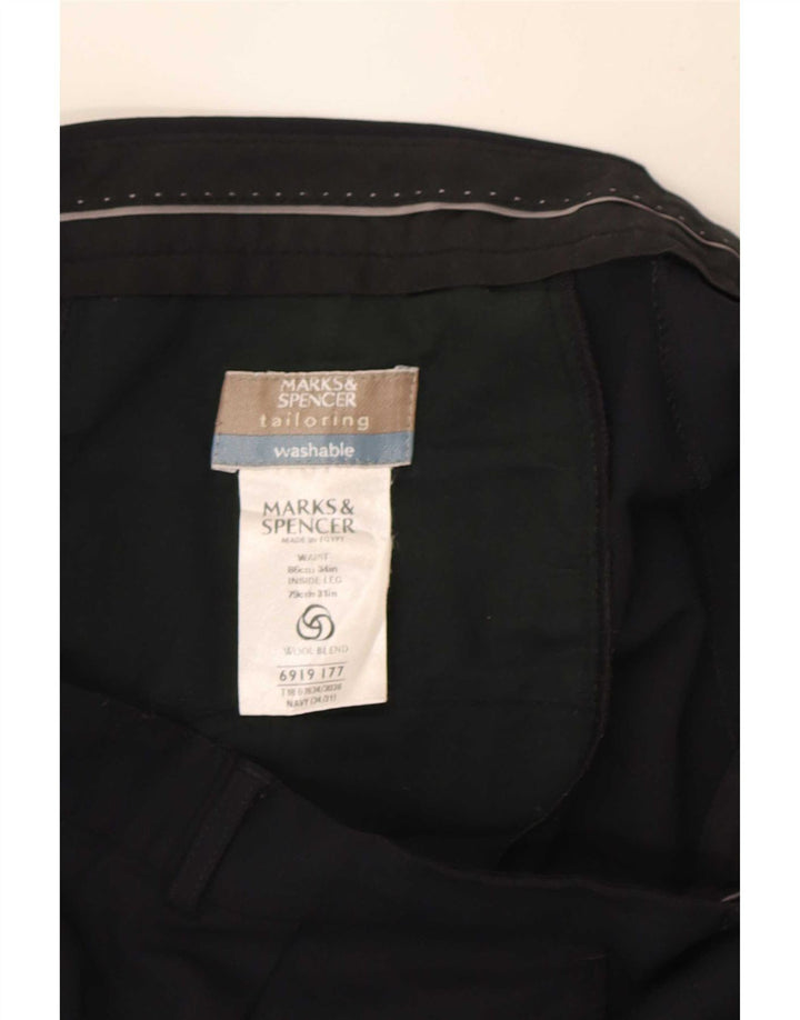Marks & Spencer muške hlače s štipaljkama W34 L31 tamnoplavi poliester