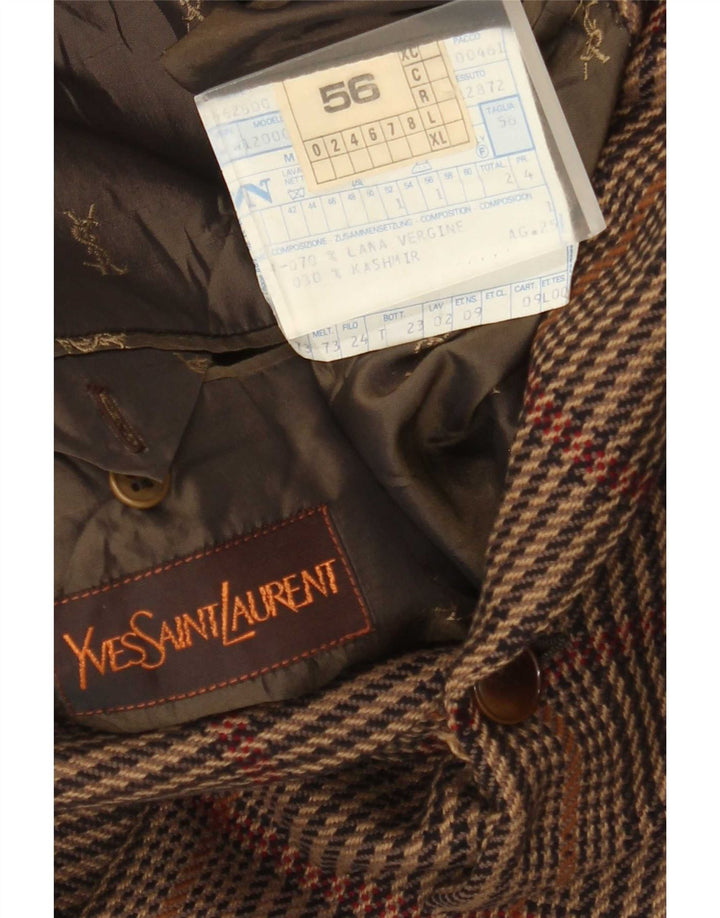 Yves Saint Laurent muški sako sa 2 gumba IT 56 3XL smeđi karirani vuneni