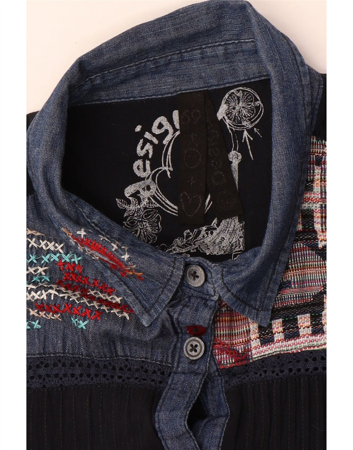 Desigual ženska grafička košulja bluza UK 18 XL tamnoplava patchwork
