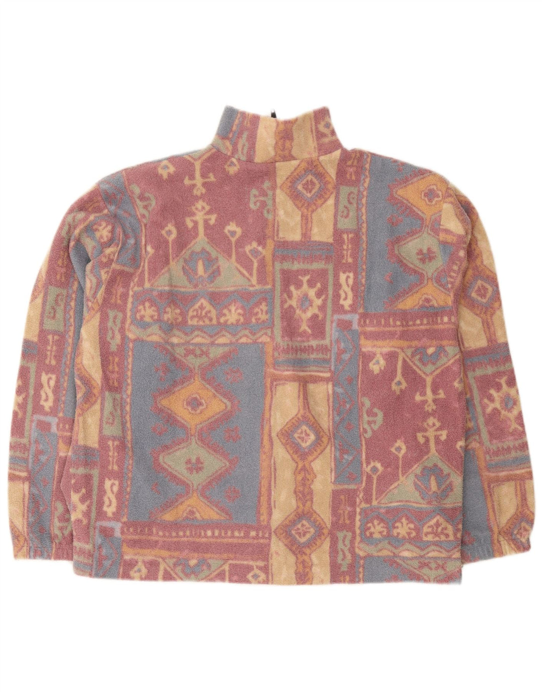 Vintage ženska jakna od flisa UK 16 veliki višebojni geometrijski poliester