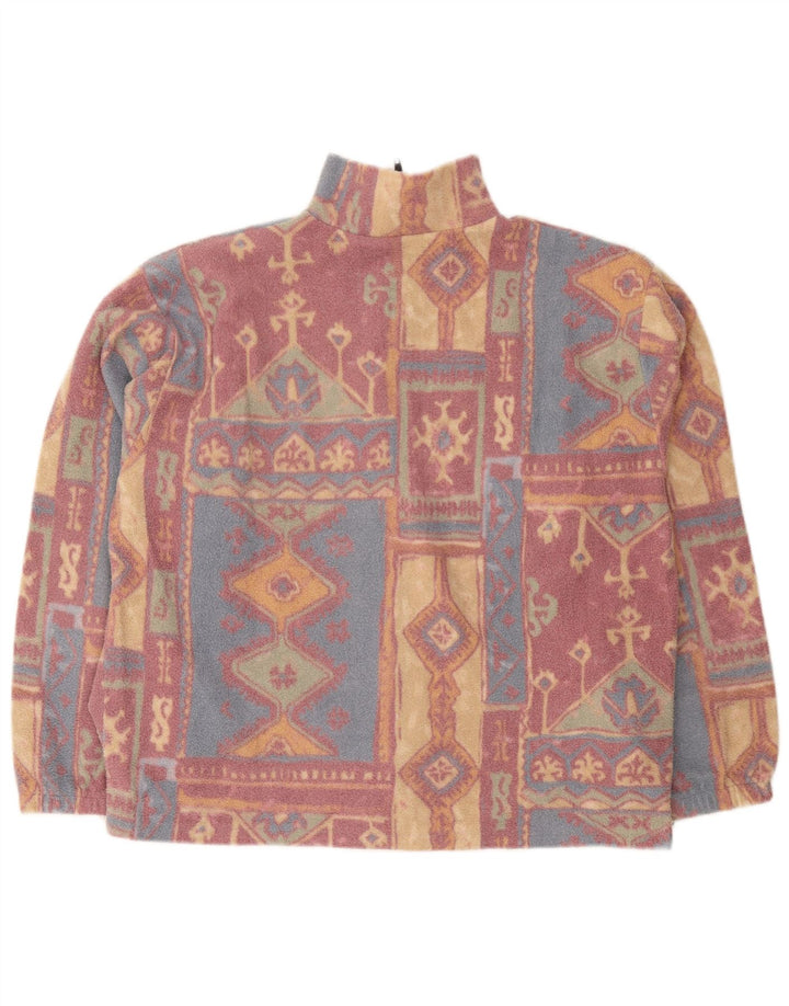 Vintage ženska jakna od flisa UK 16 veliki višebojni geometrijski poliester