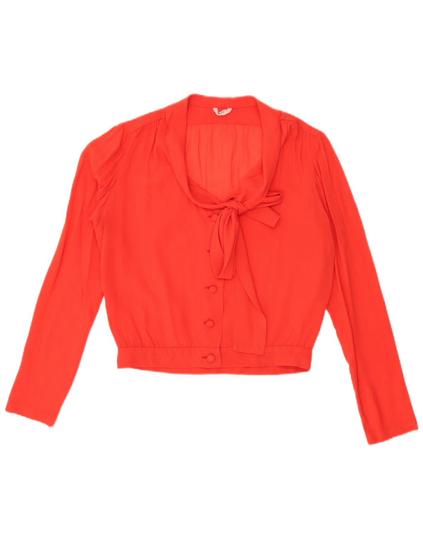 VINTAGE Ženska prozirna košulja s prednjom kravatom UK 16 Velika crvena