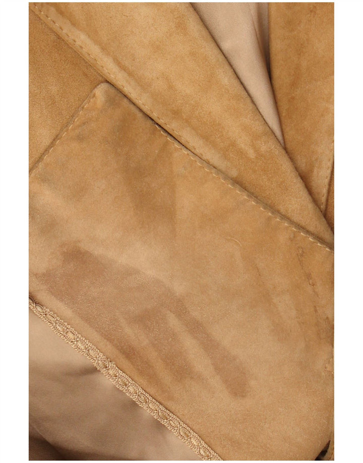 Vintage ženska jakna od brušene kože s 2 gumba UK 14 srednje smeđa