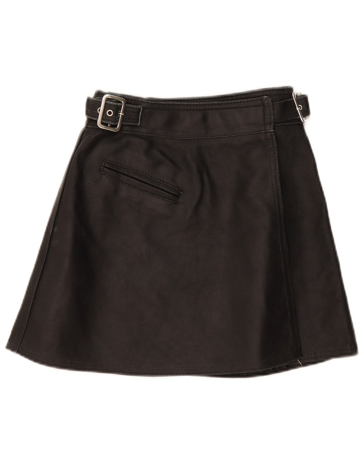 VINTAGE ženska kožna suknja W22 2XS Crna