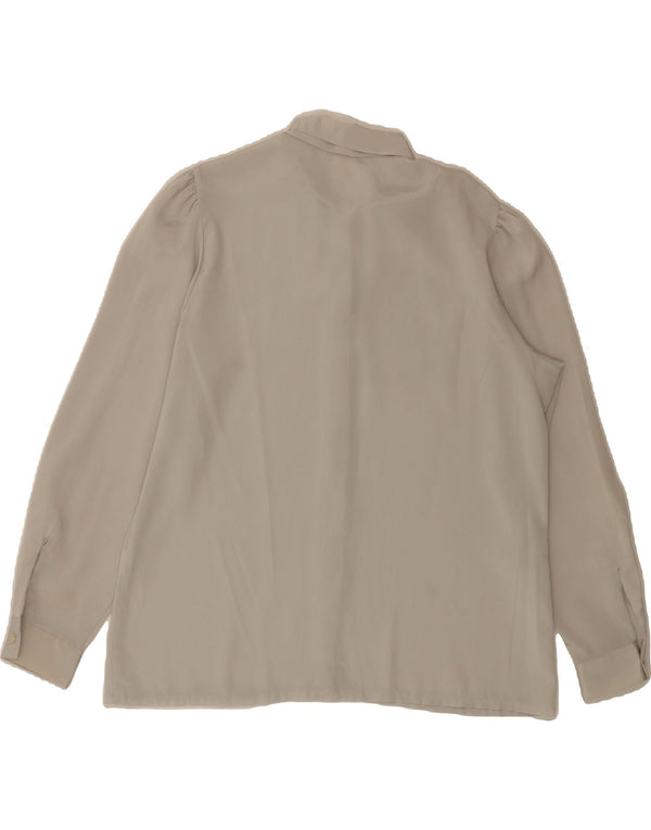 VINTAGE Womens Front Tie Shirt Blouse EU 38 Medium Grey Polyester