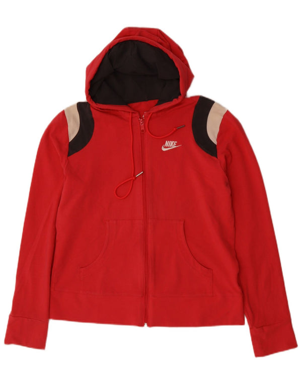 Nike ženski pulover s kapuljačom na patentni zatvarač UK 16/18 XL, crveni pamuk u boji