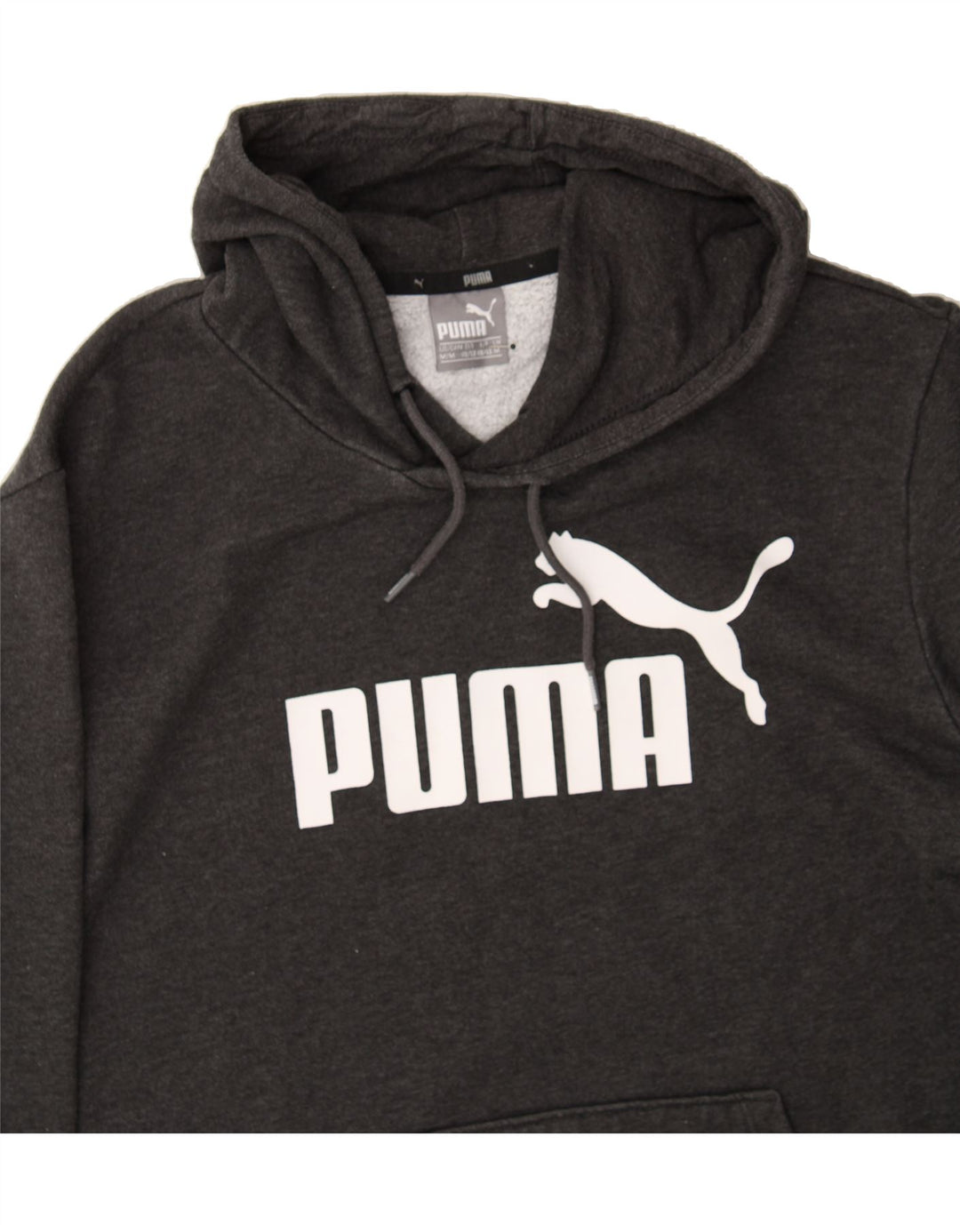 PUMA Mens Graphic Hoodie Jumper Medium Grey Cotton Vintage Puma and Second-Hand Puma from Messina Hembry 