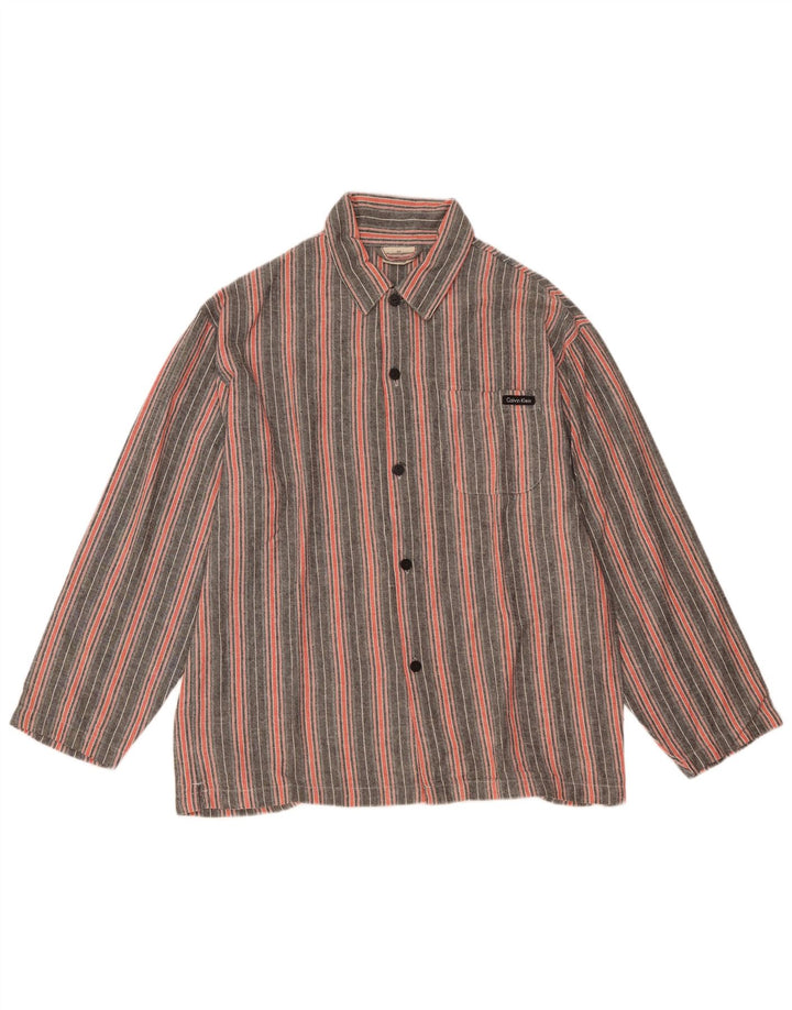 CALVIN KLEIN Muška široka košulja, pamuk na male sive pruge