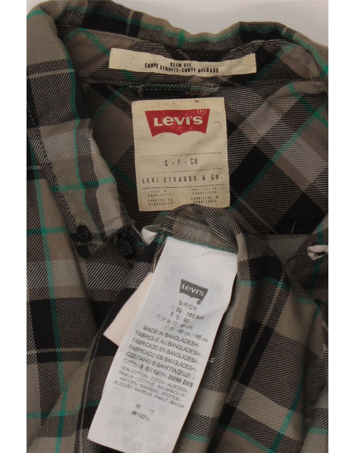 Levi's muška uska flanelska košulja malenog sivog kariranog pamuka