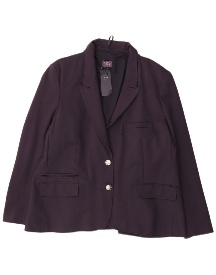 Marks & Spencer ženski sako sa 2 gumba UK 22 3XL tamnoplava viskoza