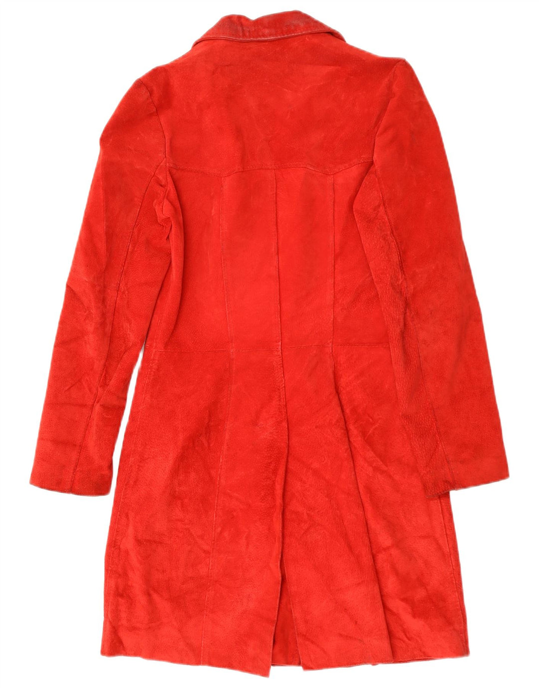 VINTAGE Womens Suede Overcoat UK 10 Small Red