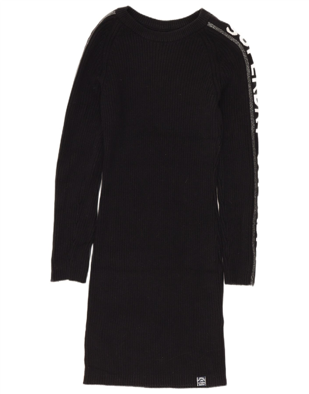 SUPERDRY Ženska džemper haljina s grafičkim motivima UK 12 Srednje crni pamuk