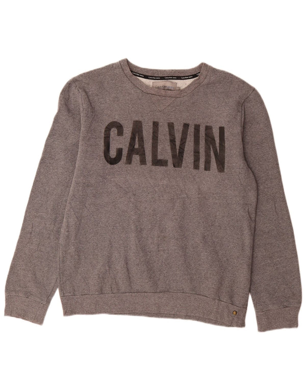 Calvin Klein Jeans muški džemper s grafičkim motivima, veliki sivi flekasti pamuk