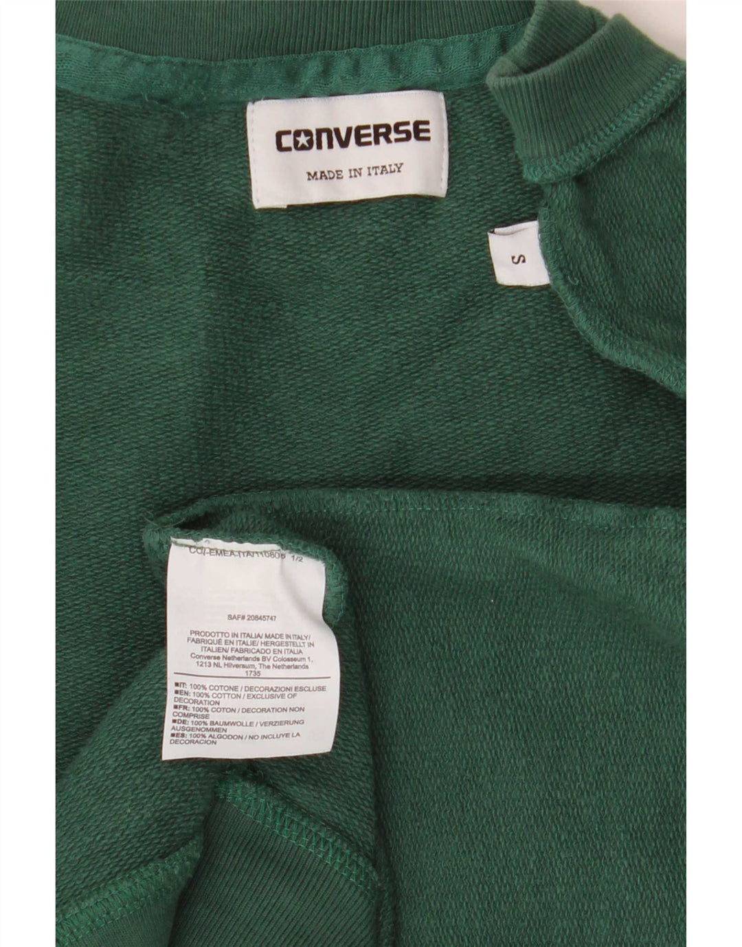 Converse Mens Sweatshirt Jumper Small Green Cotton
