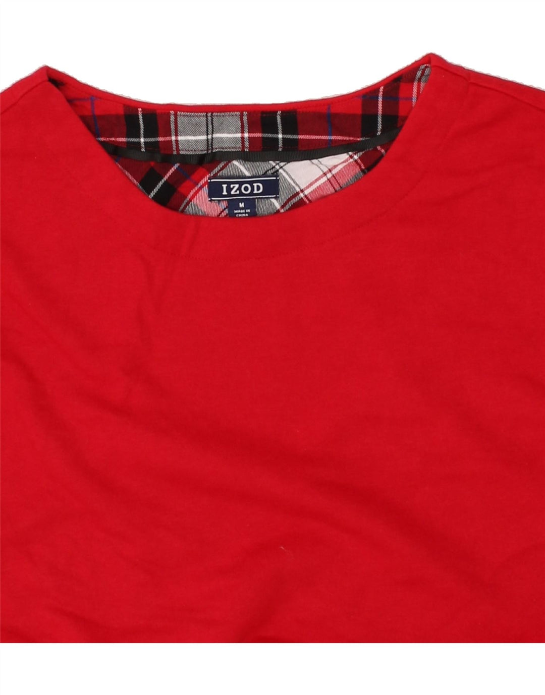IZOD Womens Sweatshirt Jumper UK 14 Medium Red Check Cotton Vintage Izod and Second-Hand Izod from Messina Hembry 