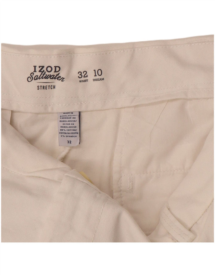 IZOD Mens Salt Water Chino Shorts W32 Medium  White Cotton