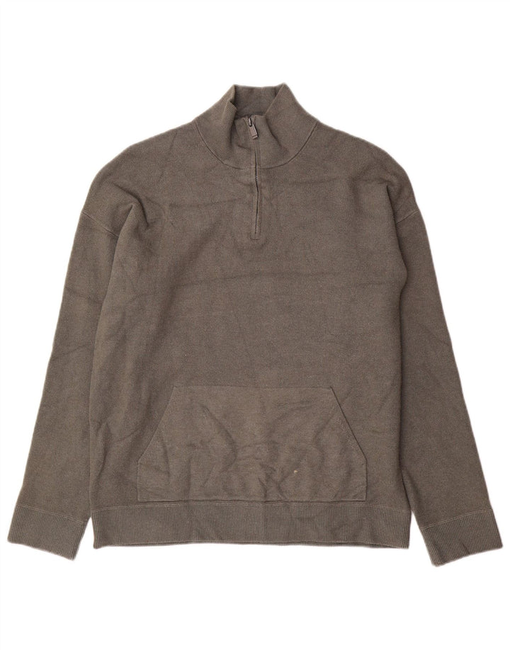 MASSIMO DUTTI Muški pulover s izrezom s patentnim zatvaračem XL siva viskoza