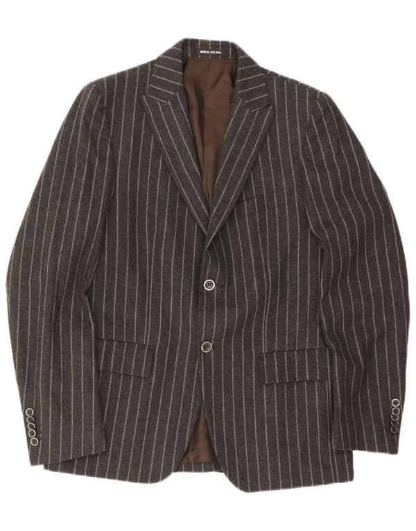 Manuel Ritz Pipo Mens 2 Button Blazer Jacket IT 50 Large Grey Striped Wool