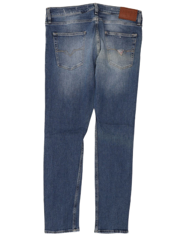 Guess Mens Chris Super Skinny Jeans W32 L30 Plavi pamuk