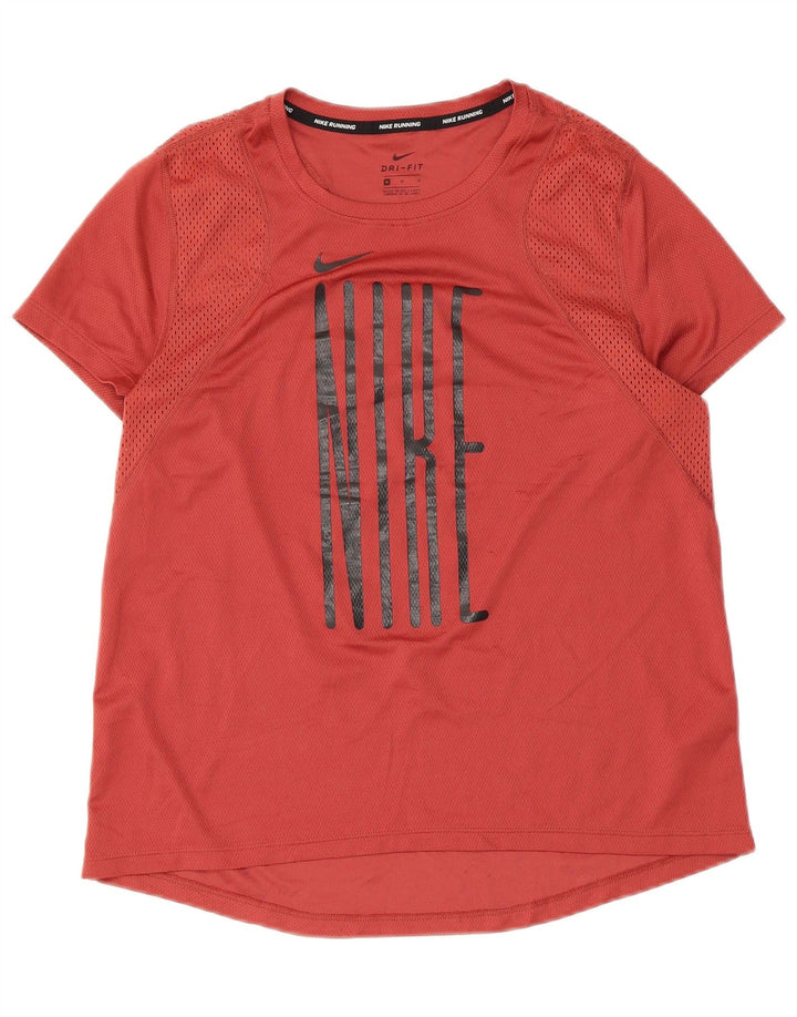 Nike Ženska majica kratkih rukava Dri Fit Running Graphic T-Shirt Top UK 12 Medium Red Poliester