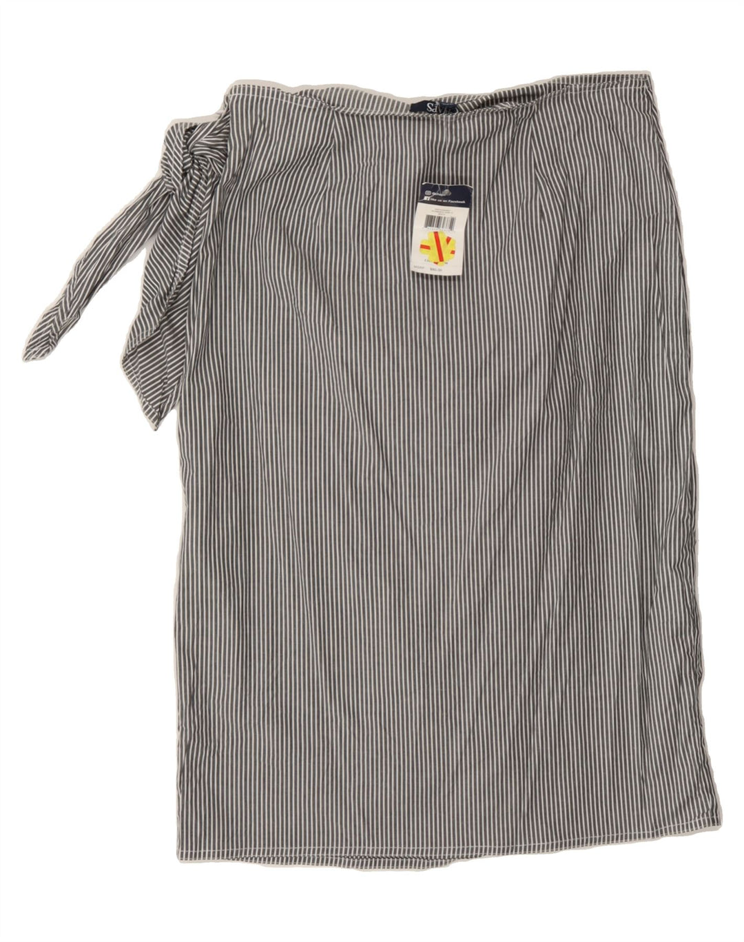 CHAPS Womens Wrap Skirt US 10 Large W32  Grey Striped Cotton Vintage Chaps and Second-Hand Chaps from Messina Hembry 