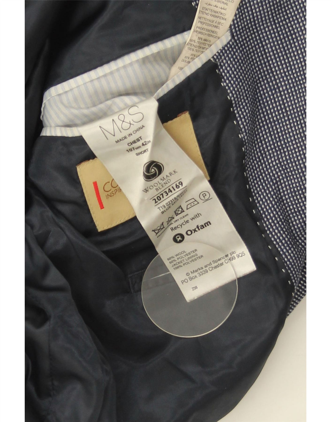 Marks & Spencer muška kratka sako jakna UK 42 velika tamnoplava točkasta
