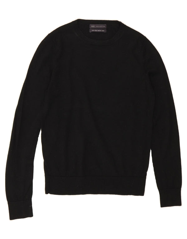 MARKS & SPENCER Womens Crew Neck Jumper Sweater UK 8 Small Black