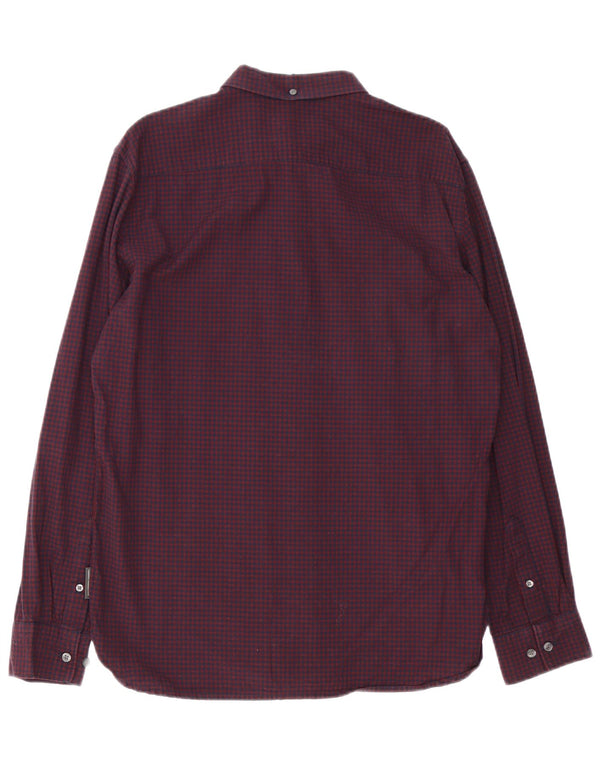 French Connection muška košulja Large Burgundy Gingham pamuk