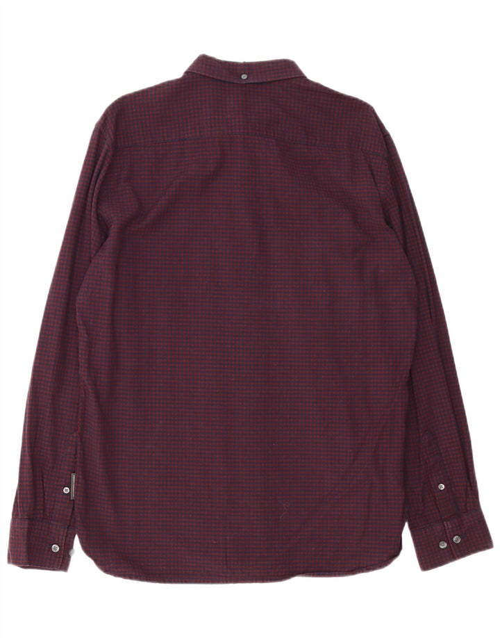 French Connection muška košulja Large Burgundy Gingham pamuk