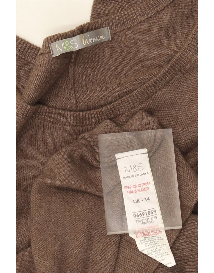 Marks & Spencer Ženska džemper haljina UK 14 Srednje smeđi pamuk