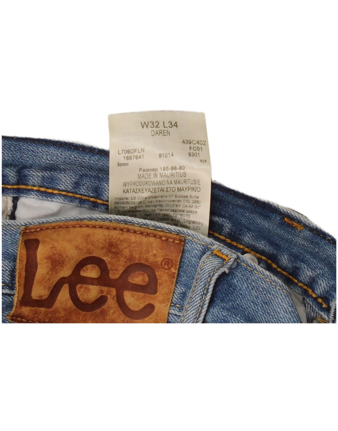 Lee Mens Daren Straight Jeans W32 L30 Plavi pamuk