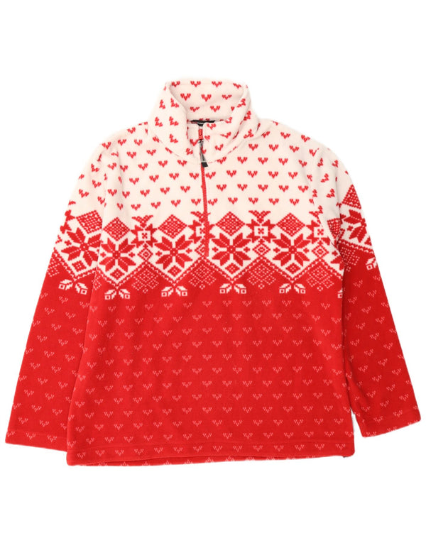 F.LLI Campagnolo ženski flis džemper s patentnim izrezom UK 18 XL Red Fair Isle