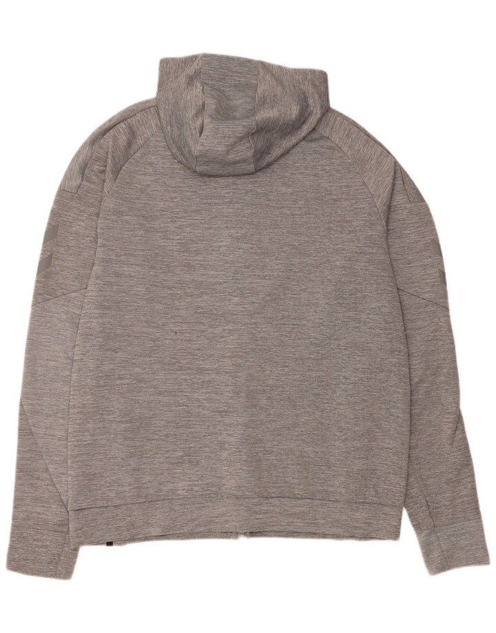 HUMMEL Mens Zip Hoodie Sweater Large Grey Flecked Polyester