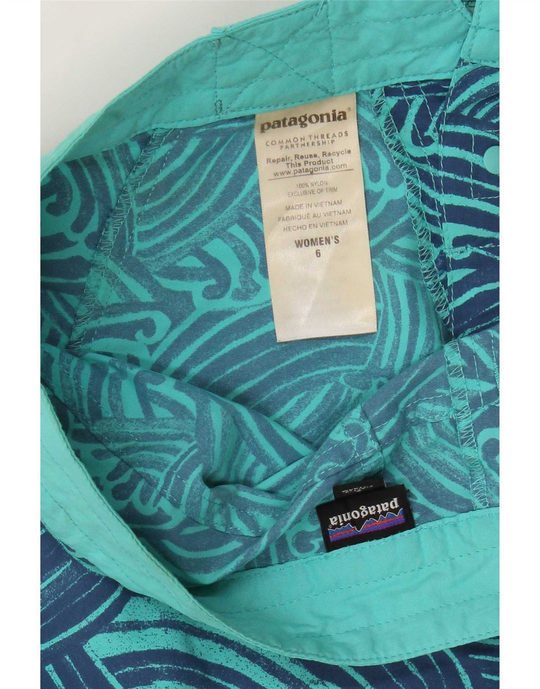 Patagonia ženske kratke hlače za kupanje s apstraktnim uzorkom US 6 srednje plavi najlon
